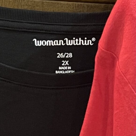 New 3 Woman Within Plus Size Tops 2X & 2X Petite 26 28 L/S NWOT Red Blue Black - Picture 4 of 9